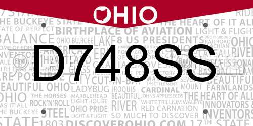 D748SS Ohio License Plate
