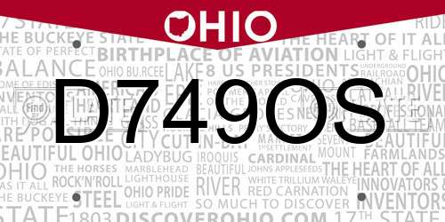 D749OS Ohio License Plate
