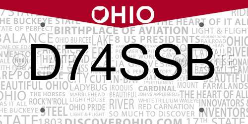 D74SSB Ohio License Plate