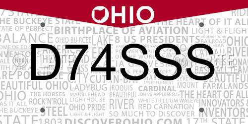 D74SSS Ohio License Plate