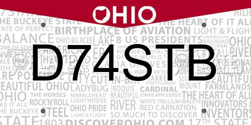 D74STB Ohio License Plate