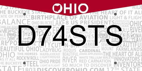 D74STS Ohio License Plate