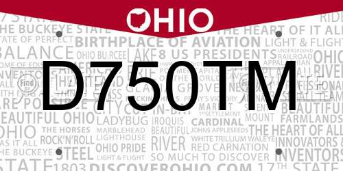 D750TM Ohio License Plate