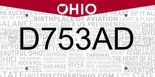 D753AD Ohio License Plate
