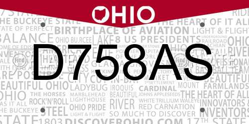 D758AS Ohio License Plate