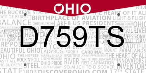 D759TS Ohio License Plate