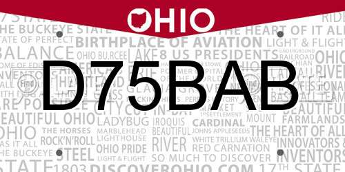 D75BAB Ohio License Plate