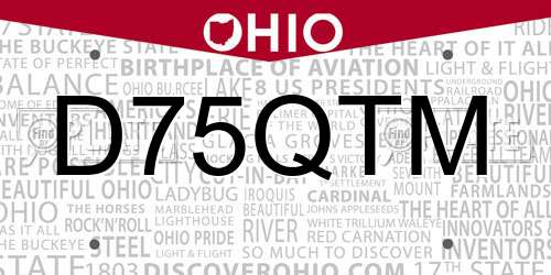 D75QTM Ohio License Plate