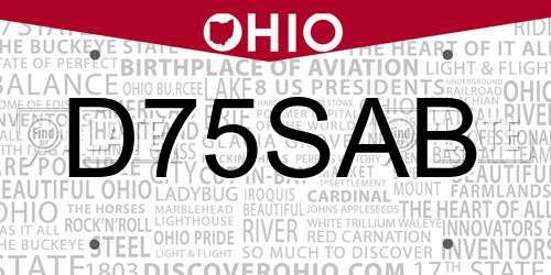 D75SAB Ohio License Plate