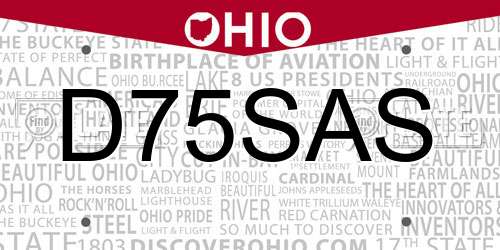 D75SAS Ohio License Plate