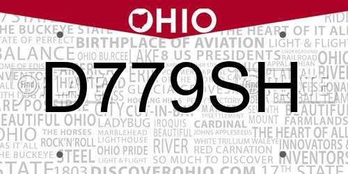 D779SH Ohio License Plate