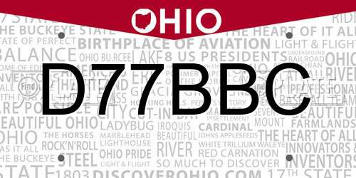 D77BBC Ohio License Plate