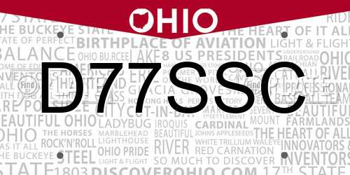 D77SSC Ohio License Plate