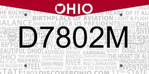 D7802M Ohio License Plate