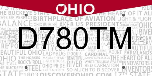 D780TM Ohio License Plate