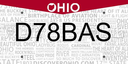 D78BAS Ohio License Plate