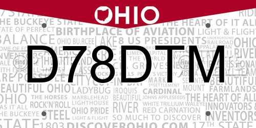 D78DTM Ohio License Plate