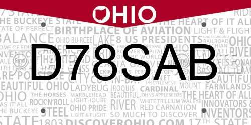 D78SAB Ohio License Plate
