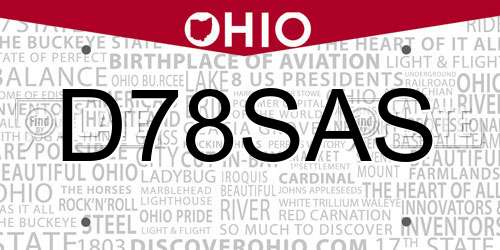 D78SAS Ohio License Plate