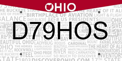 D79HOS Ohio License Plate