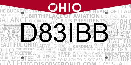 D83IBB Ohio License Plate
