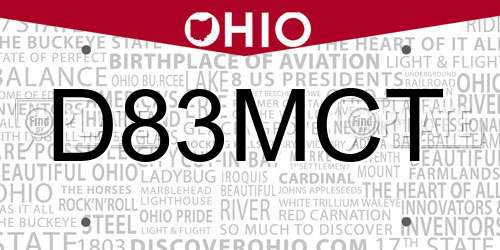 D83MCT Ohio License Plate