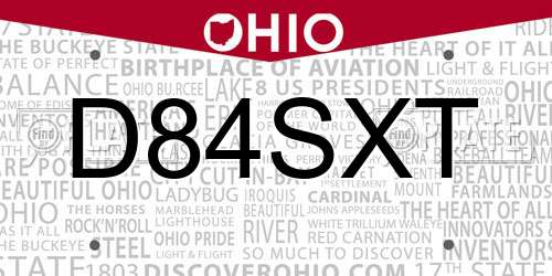 D84SXT Ohio License Plate