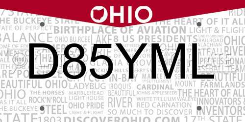 D85YML Ohio License Plate