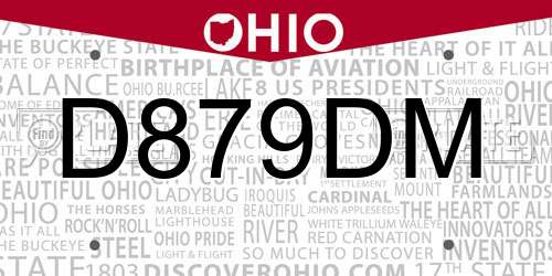 D879DM Ohio License Plate