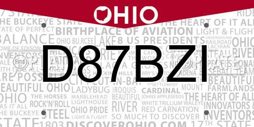 D87BZI Ohio License Plate