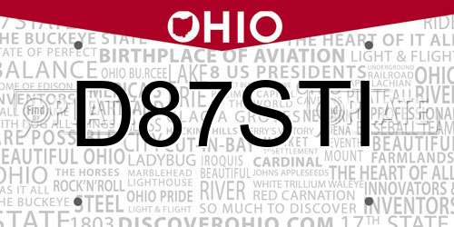 D87STI Ohio License Plate