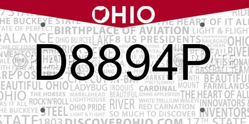 D8894P Ohio License Plate