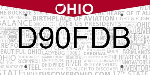 D90FDB Ohio License Plate