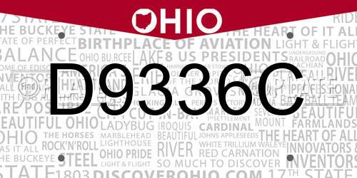 D9336C Ohio License Plate