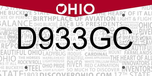 D933GC Ohio License Plate