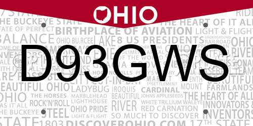 D93GWS Ohio License Plate