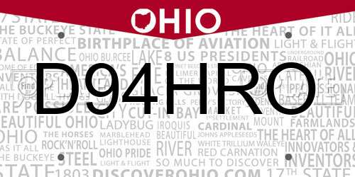 D94HRO Ohio License Plate