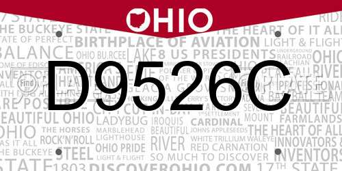 D9526C Ohio License Plate