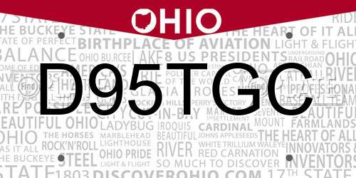 D95TGC Ohio License Plate