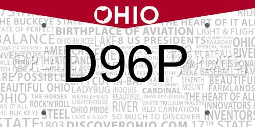 D96P Ohio License Plate