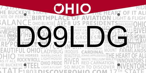 D99LDG Ohio License Plate