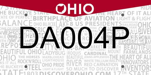 DA004P Ohio License Plate