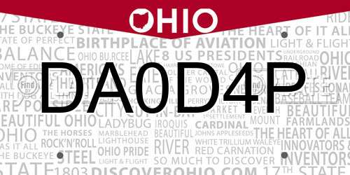 DA0D4P Ohio License Plate