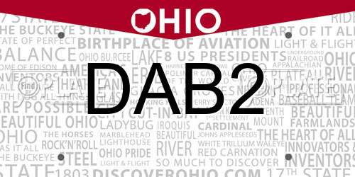 DAB2 Ohio License Plate