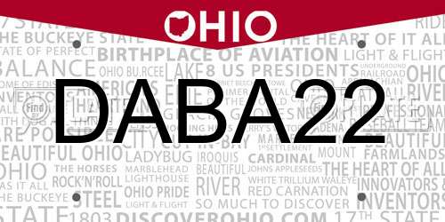 DABA22 Ohio License Plate