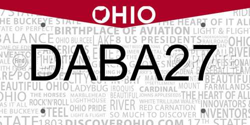 DABA27 Ohio License Plate