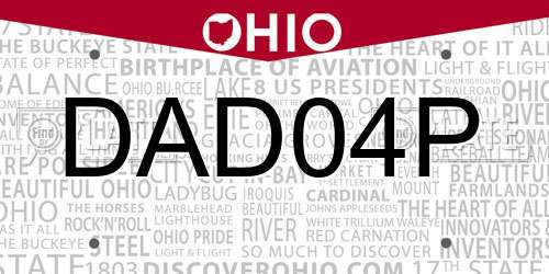DAD04P Ohio License Plate