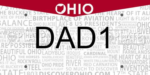 DAD1 Ohio License Plate
