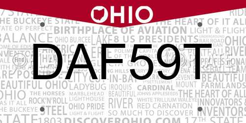 DAF59T Ohio License Plate
