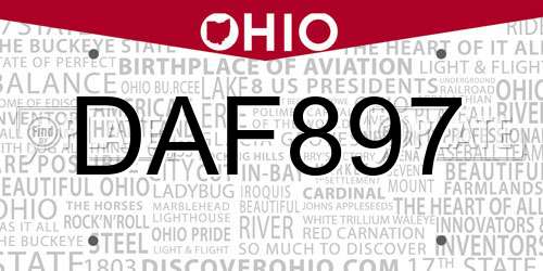 DAF897 Ohio License Plate